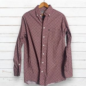 Mens Panhandle Rust Red Diamond Print Button Up Western Shirt Small‎